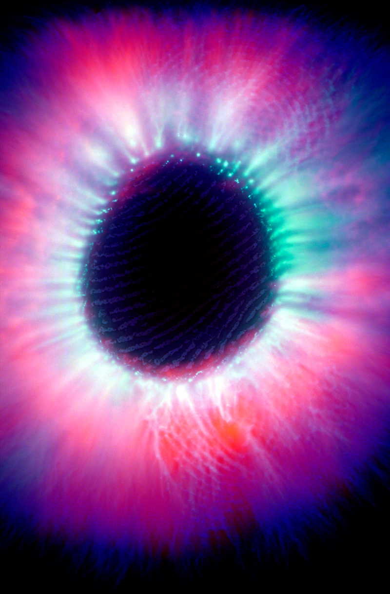 fotografía de Kirlian de una yema del dedo masculino